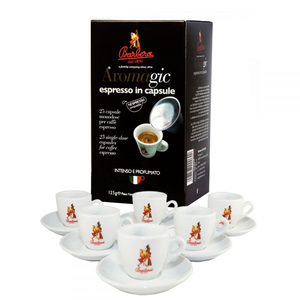 25 Capsule compatibili Nespresso + Set tazzine - Caffè Barbera Shop