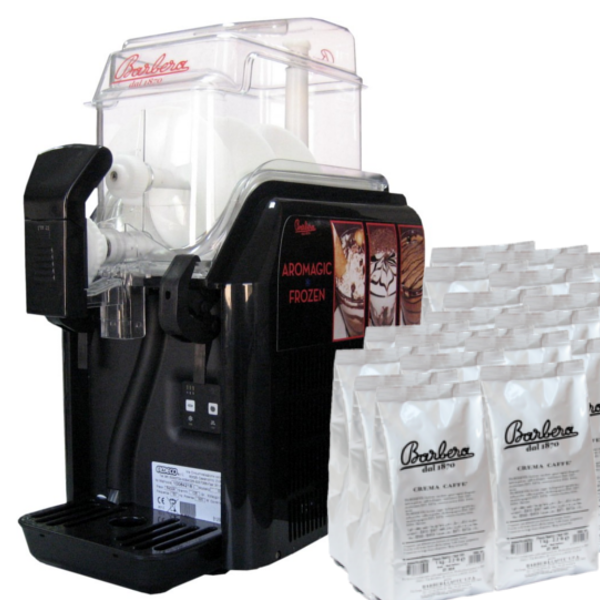 Coffee Slush Machine - Barbera Coffee + 20 boxes POWDER ICED COFFEE  AROMAGIC FROZEN 1KG