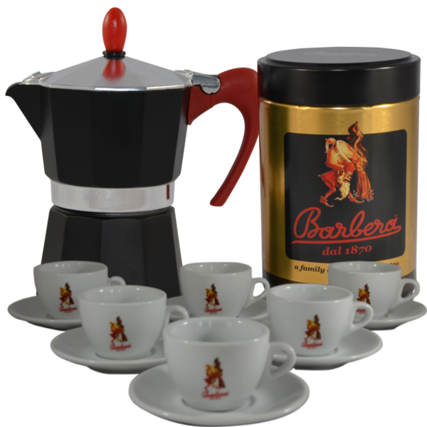 MOKA CAFFÈ 3 TAZZE + CAN DI CAFFÈ MACINATO 250gr + SET TAZZINE - Caffè  Barbera Shop