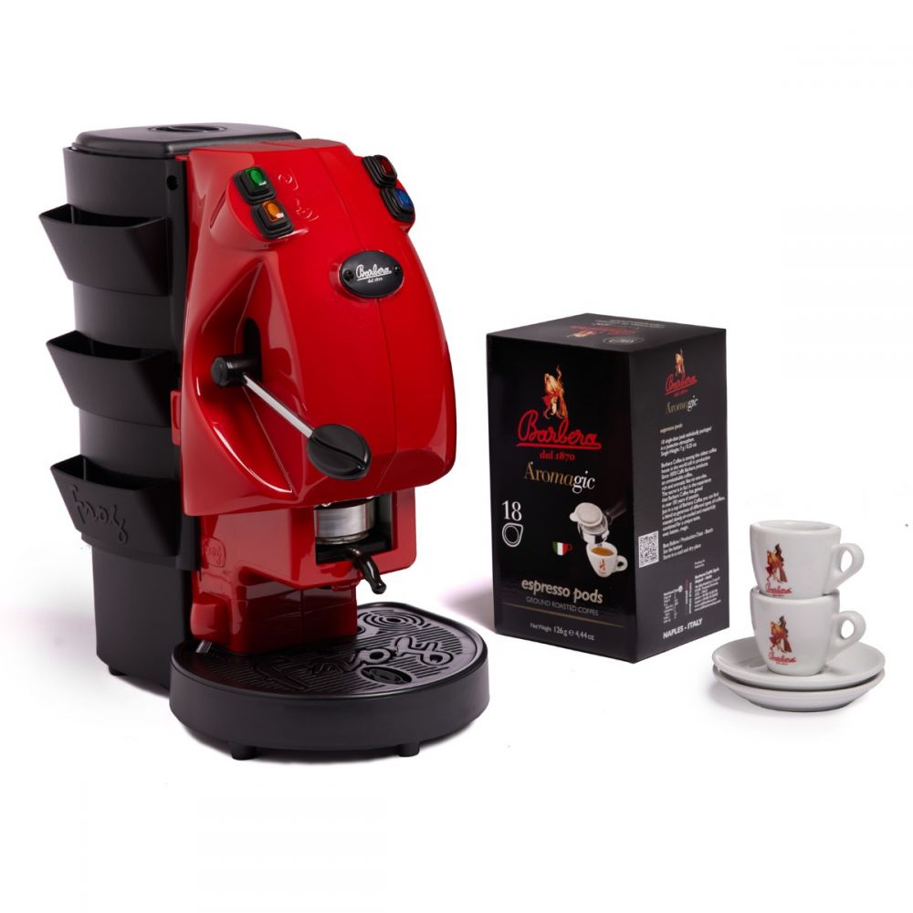 MACCHINA DA CAFFÈ FROG CON PORTA ACCESSORI + 18 CIALDE + 2 TAZZINE